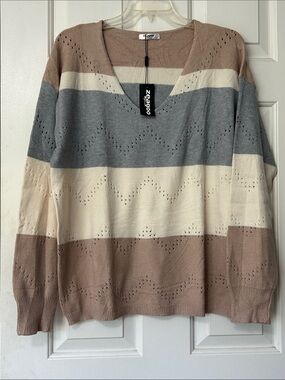 Zeagoo Womens Sweaters Fall Trendy Casual Long Sleeve Shirt Lightweight V Neck